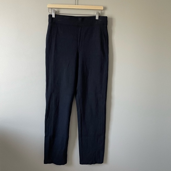 SPANX PerfectFit Ponte Slim Straight Pant in Navy Pinstripe Pull-on pants sz L - Picture 6 of 12